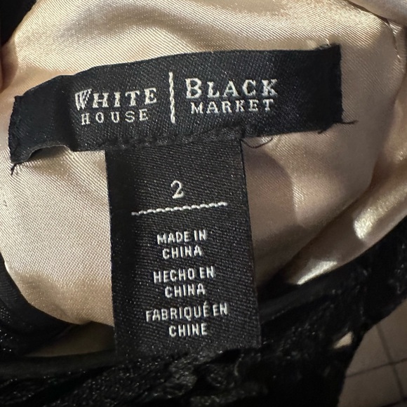 White House Black Market Womens Sheath Black floral Lace Overlay Dress Sz 2 - Picture 12 of 16